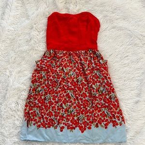 Xhilaration Red Floral Strapless Dress Size XS